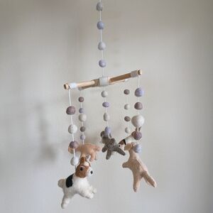 Pottery Barn Kids Felt Animal Mobile - Cream, Brown, Gray Dogs